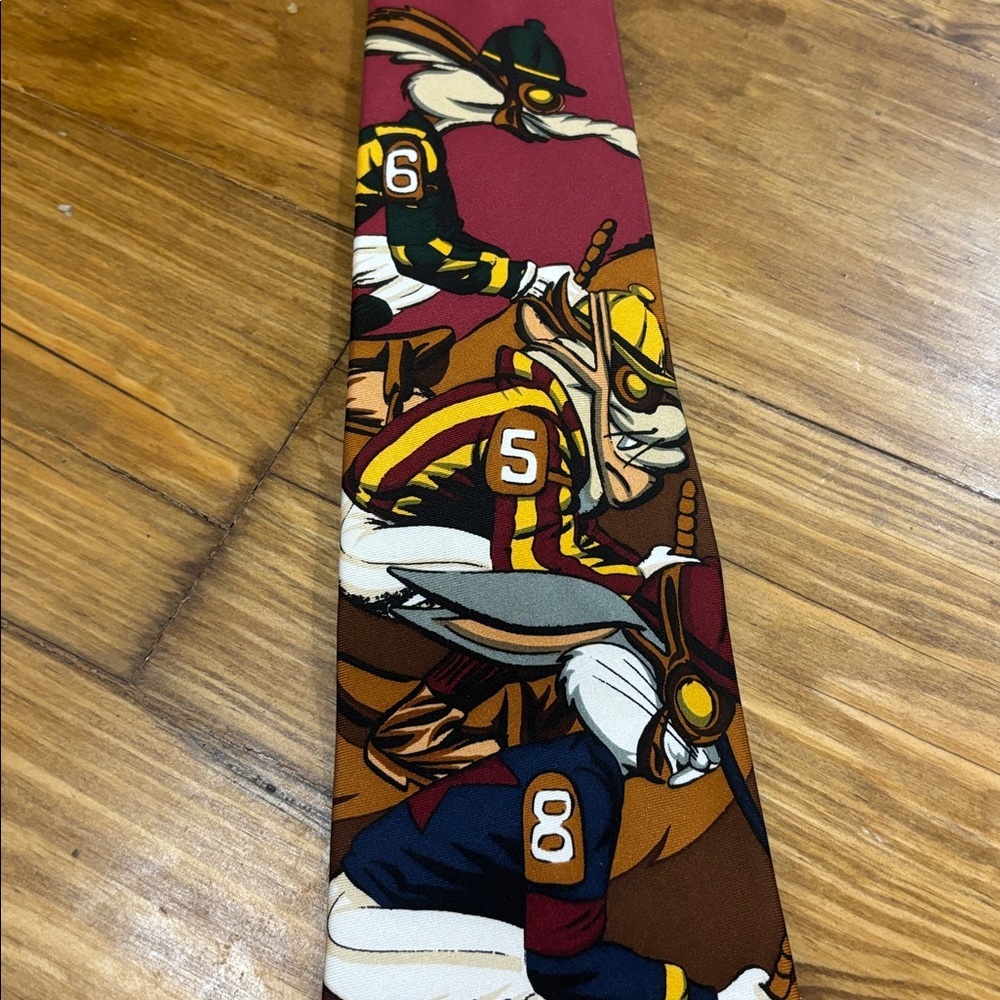 Vintage 1993 Warner Bros. 100% Silk Derby Tie - Picture 5 of 5
